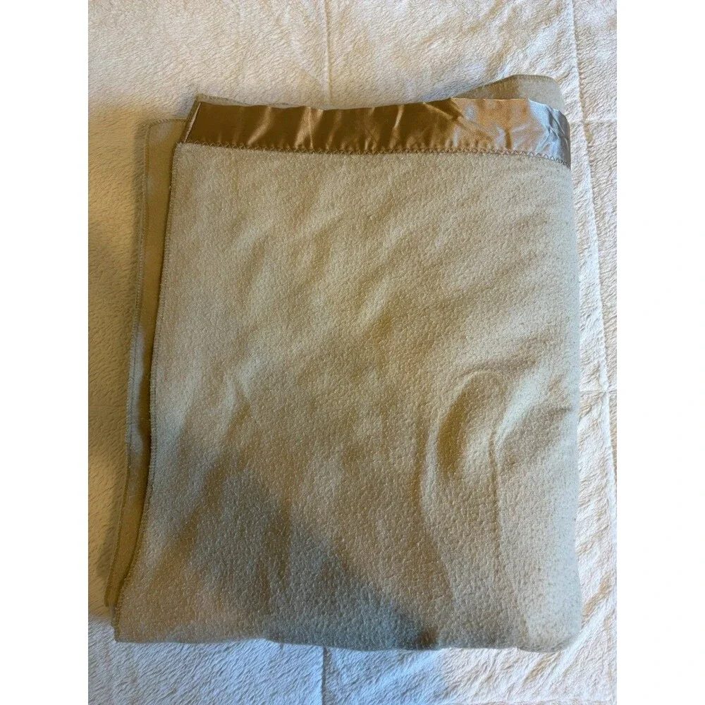 Vtg Biddeford Heated Blanket Queen Beige Dual Controllers Acrylic 82”W X 88”L